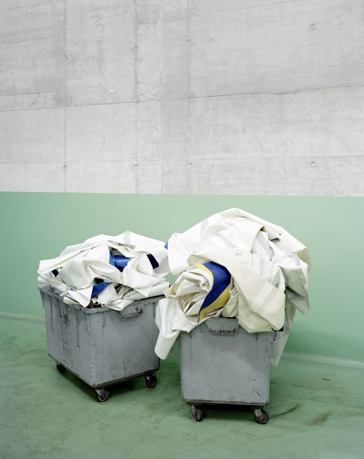Bins with textile waste